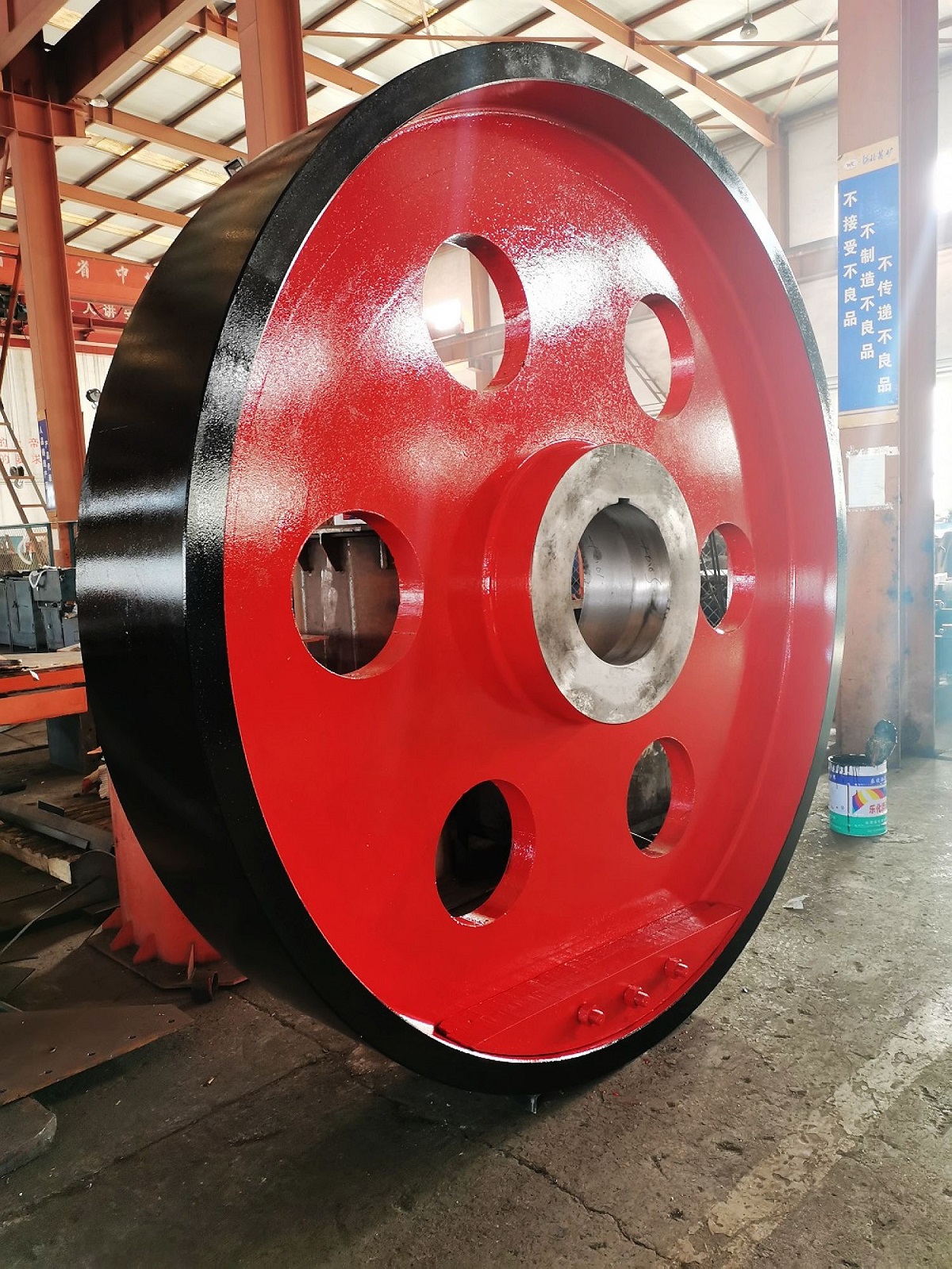 Large industrial drive pulley wheel casting for heavy engineering and transmission applications